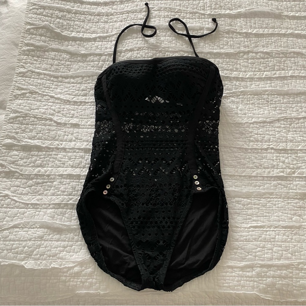 Robin Piccone Mia Crochet Bandeau One-Piece Swimsuit